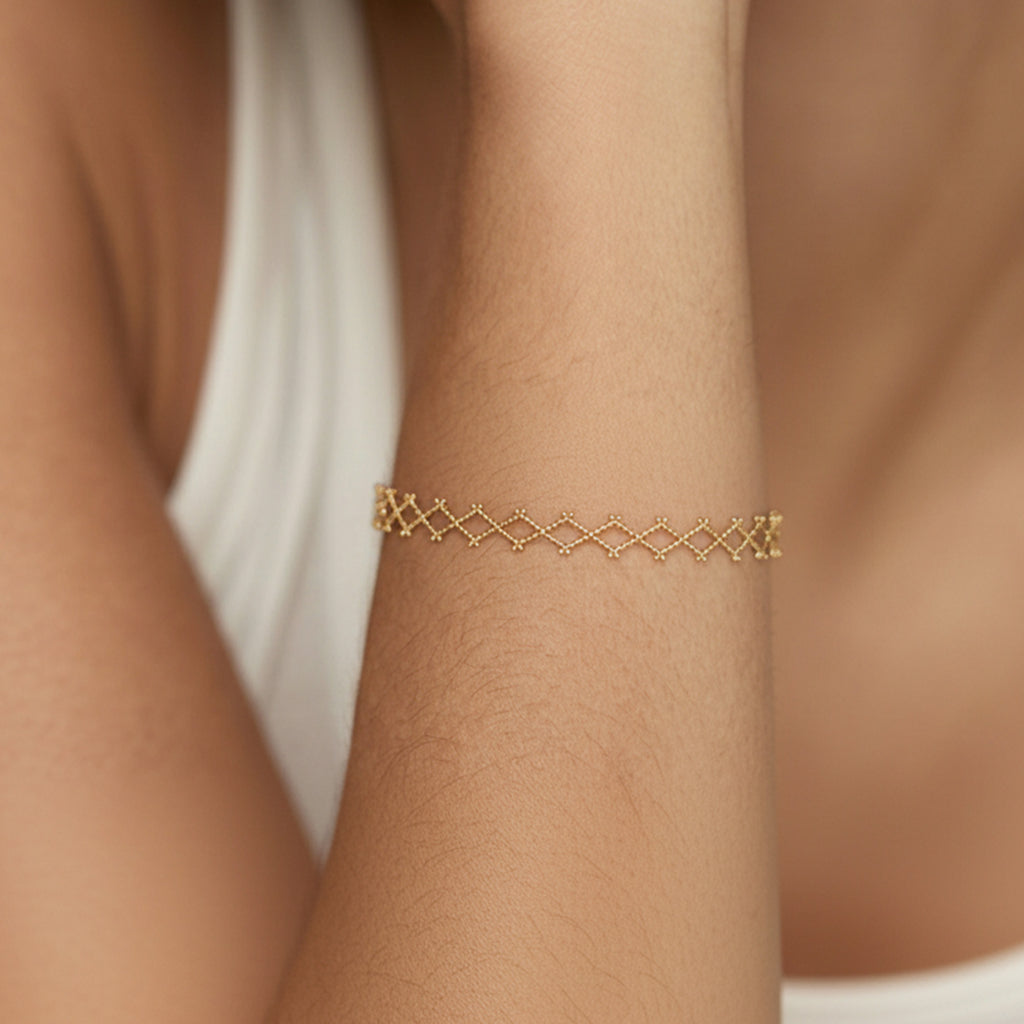 Pulsera de celosía de oro
