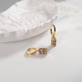 Gold Hoop Earrings with Colorful Cylinder Charms