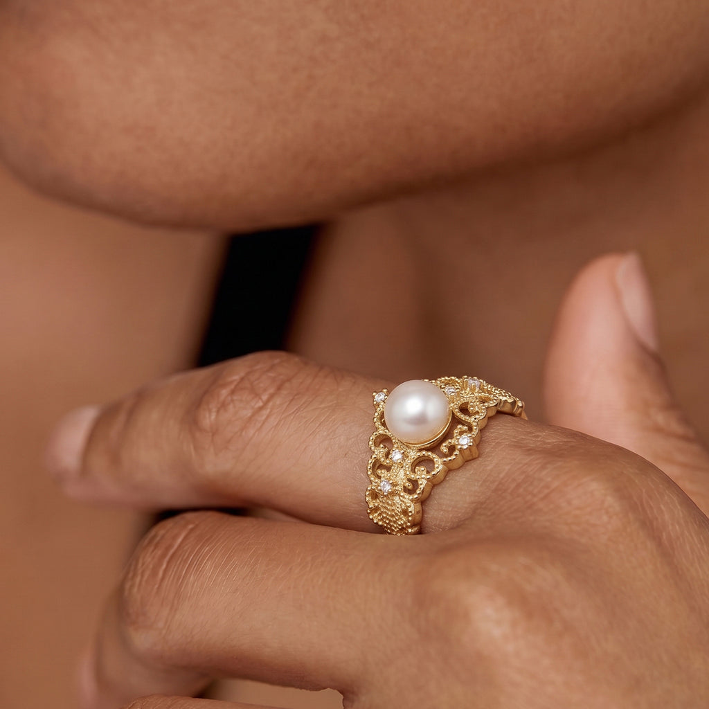 Aurelia Pearl Lace Ring