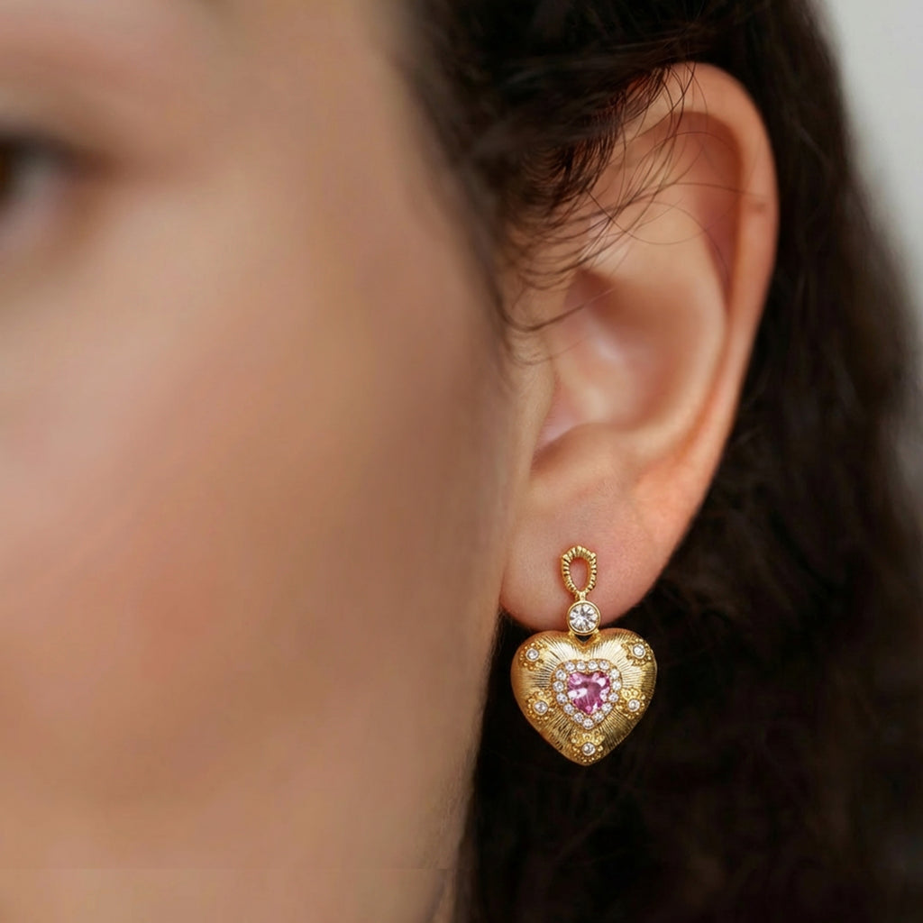 Pendientes de gota Corazón de cristal