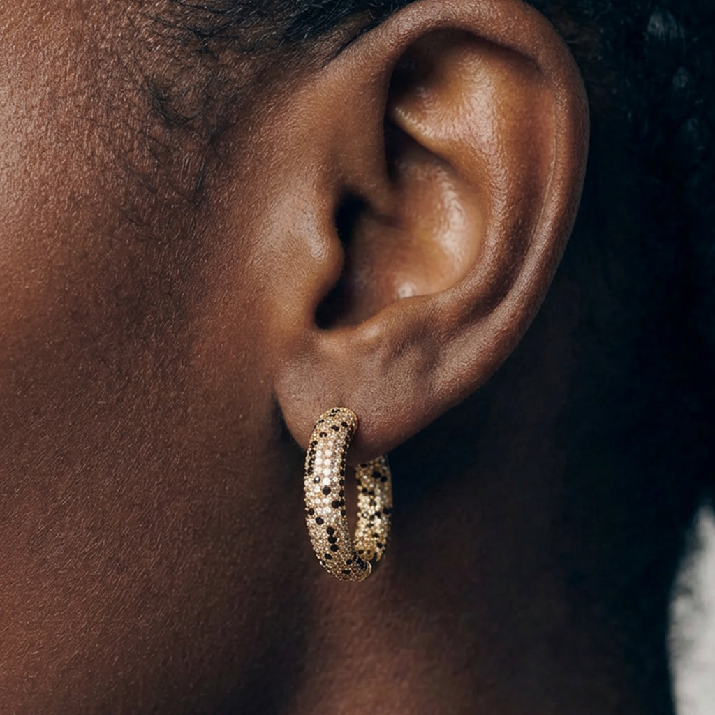Pendientes de aro Leopard Pavé