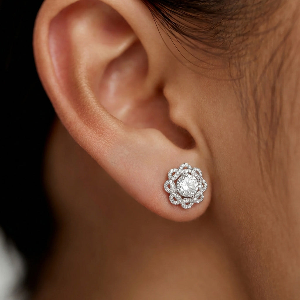 Pendientes de Plata con Flores de Halo