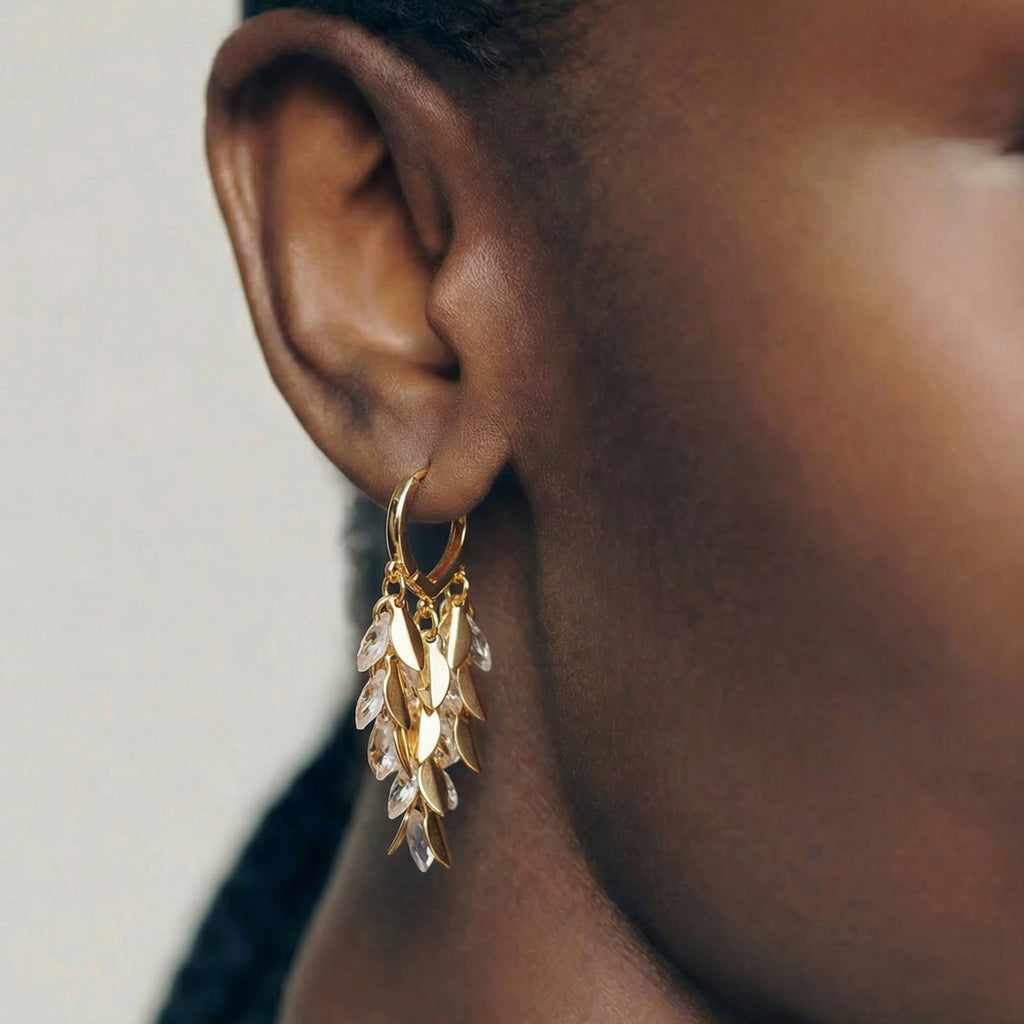 Pendientes de aro con flecos dorados