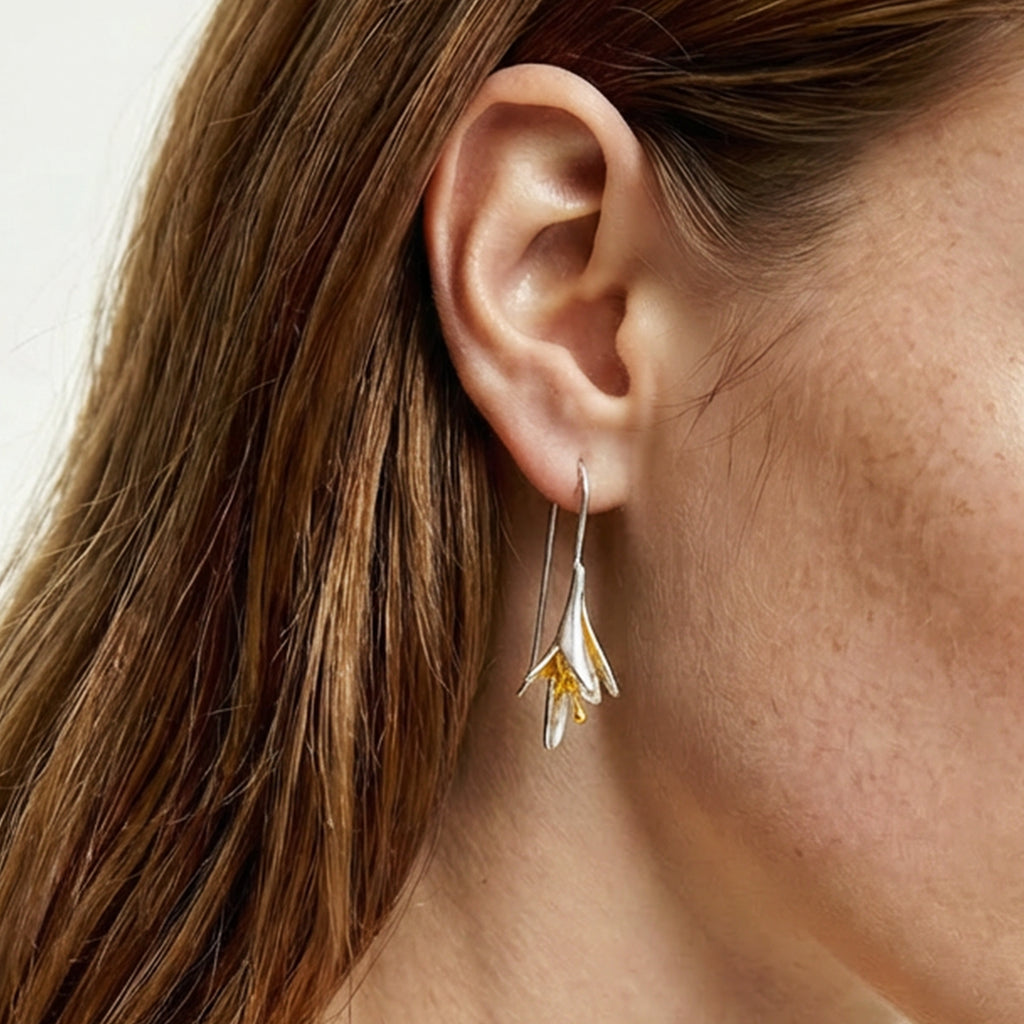 Silver Bloom Drop Earrings