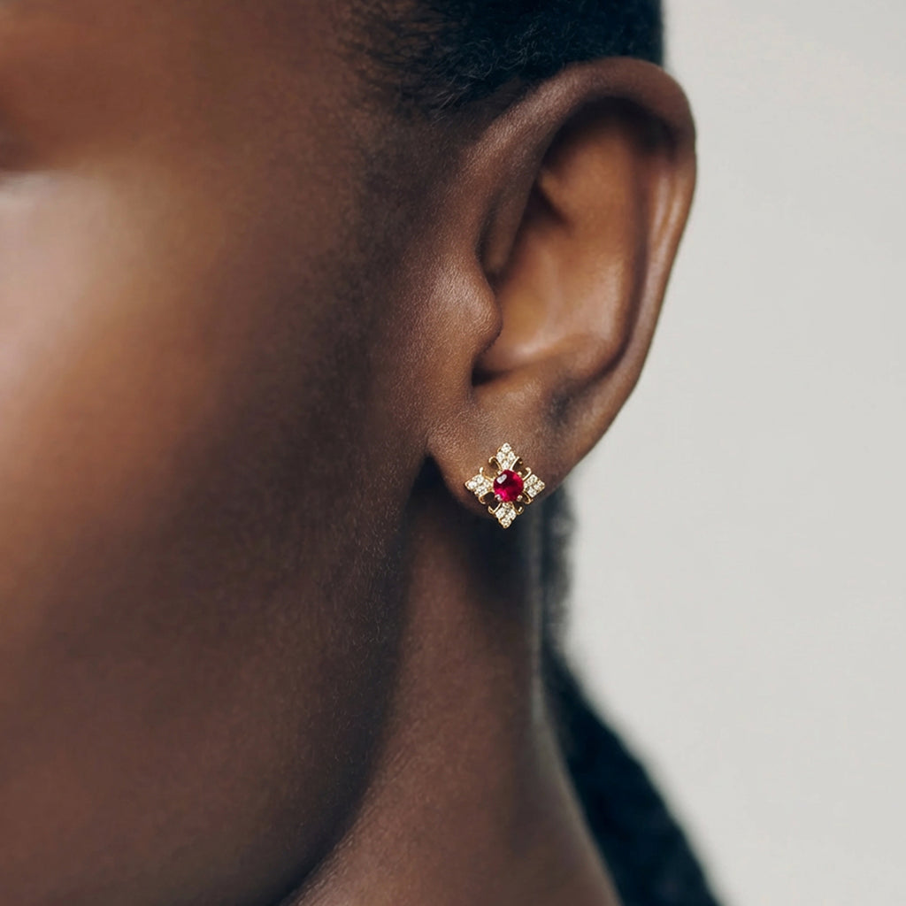 Crimson Fleur Studs