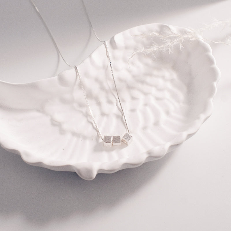 Silver Plated Minimalist Cube Pendant Necklace | Effortless Elegance, Versatile Everyday Style