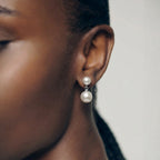 Pendientes de doble perla colgante