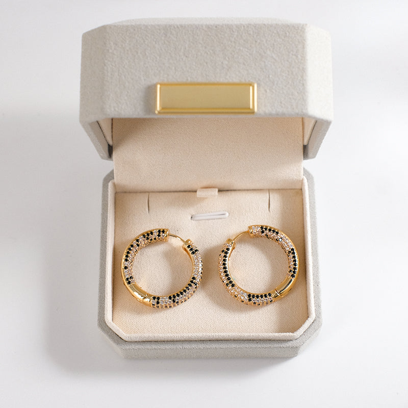 Geometric Pavé CZ Hoop Earrings