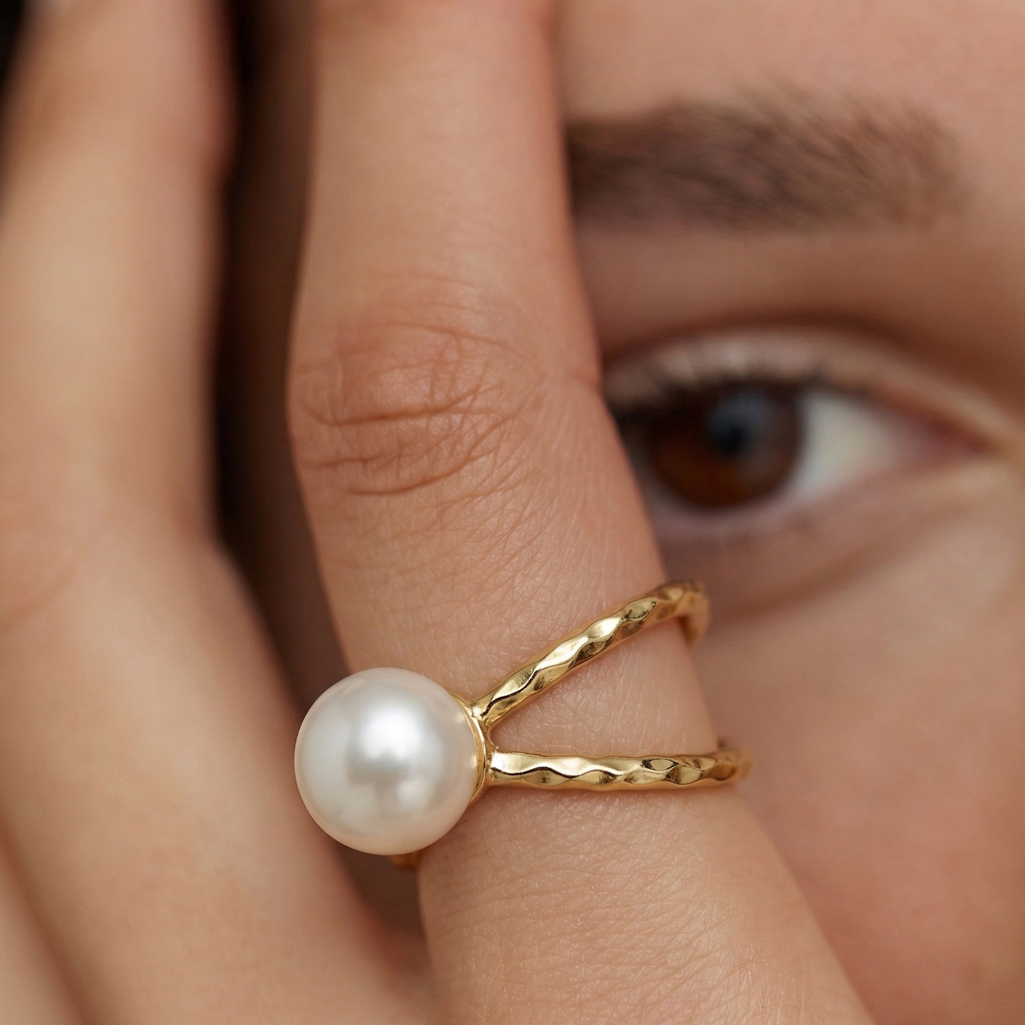 Luna Pearl Open Ring