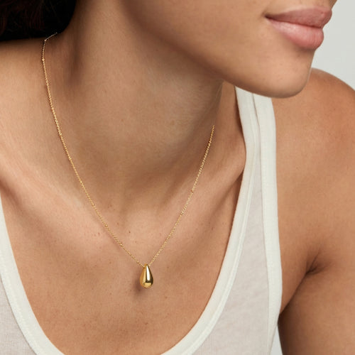 18K Gold Plated Delicate Teardrop Necklace - Minimalist Everyday Luxury