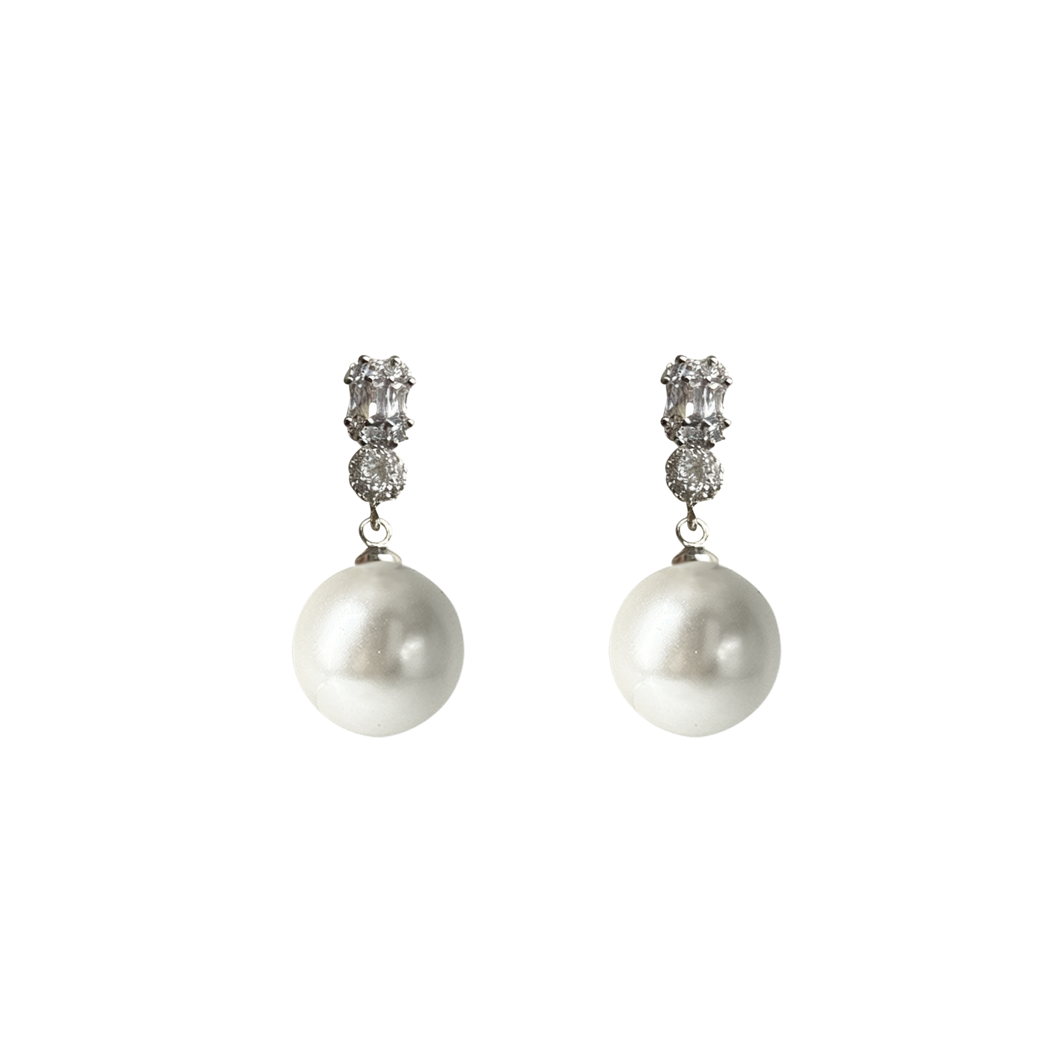 Elegant Pearl Drop Earrings with Sparkling Accents: Perfect Bridal or Formal Accessory!