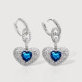 Pendientes de gota de corazón con circonita azul elegante