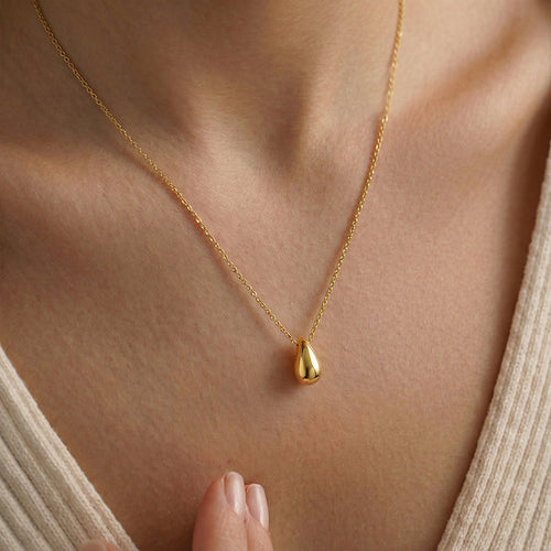 18K Gold Plated Delicate Teardrop Necklace - Minimalist Everyday Luxury