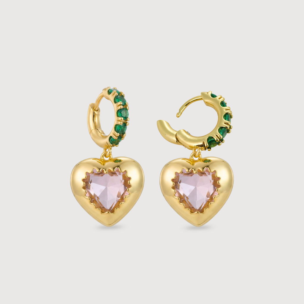Pendientes colgantes de corazón dorado