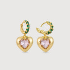 Pendientes colgantes de corazón dorado