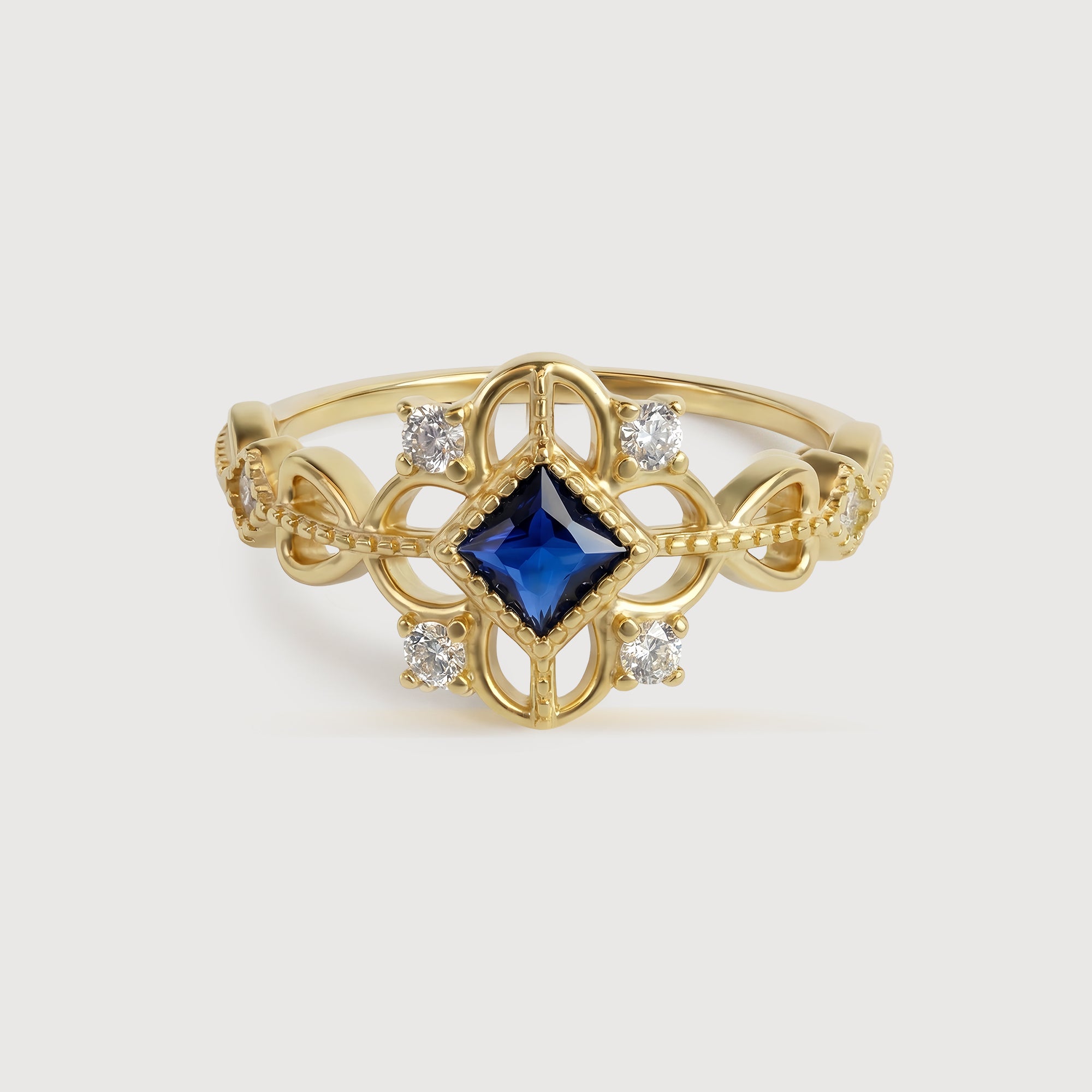 Anillo de oro con circonita azul