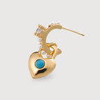 Pendientes de Perlas con Corazón Turquesa