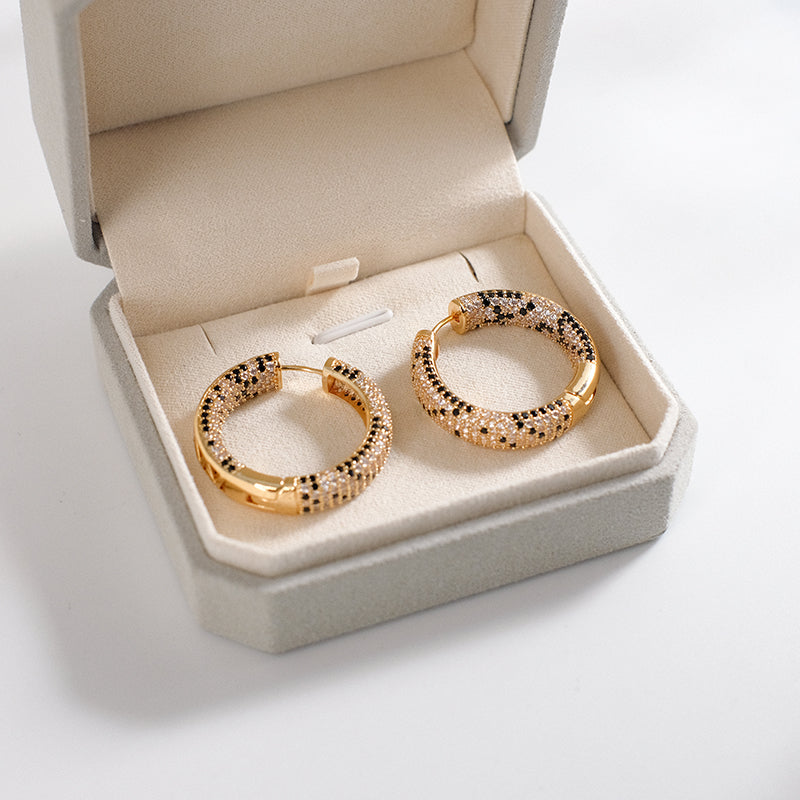 Geometric Pavé CZ Hoop Earrings