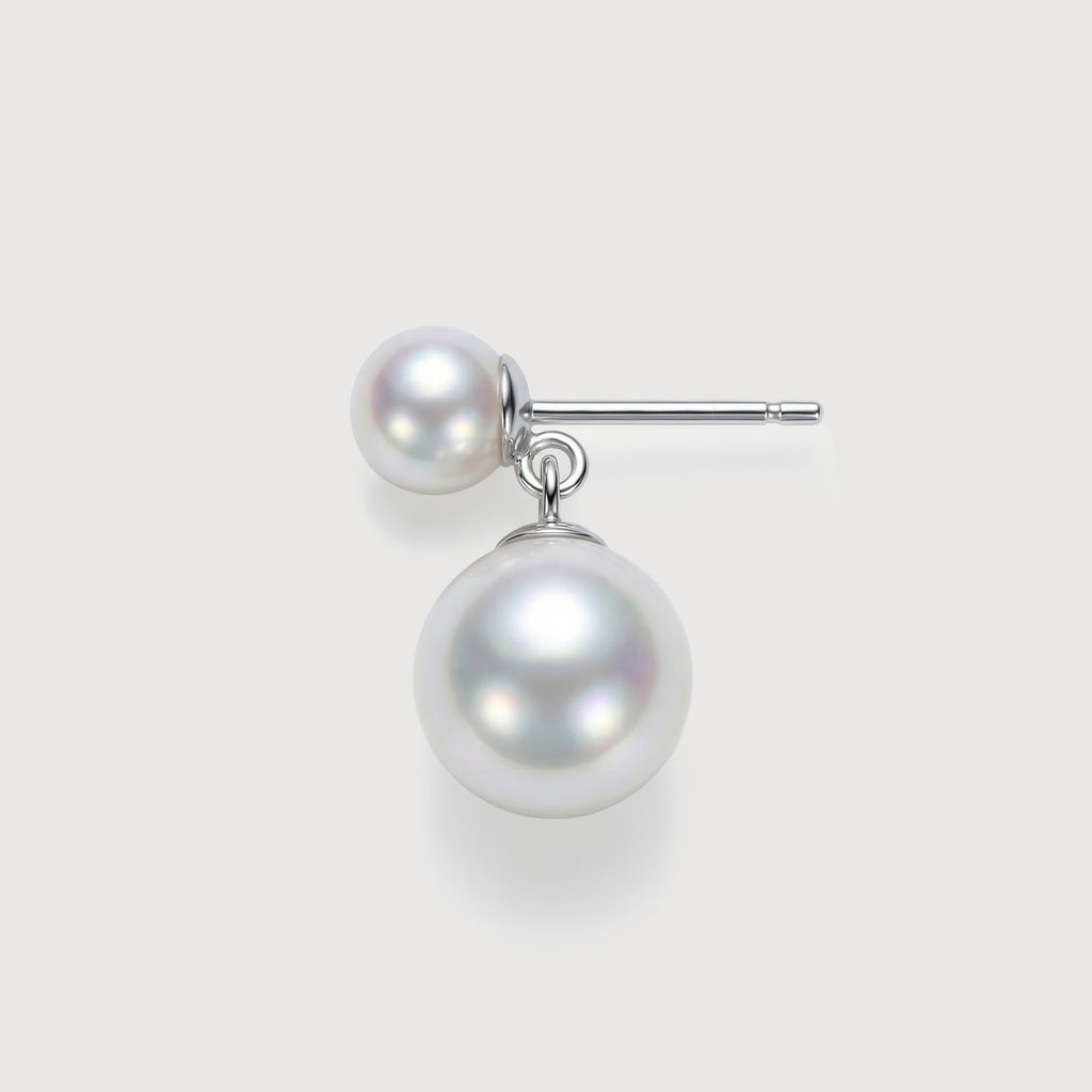 Pendientes de doble perla colgante