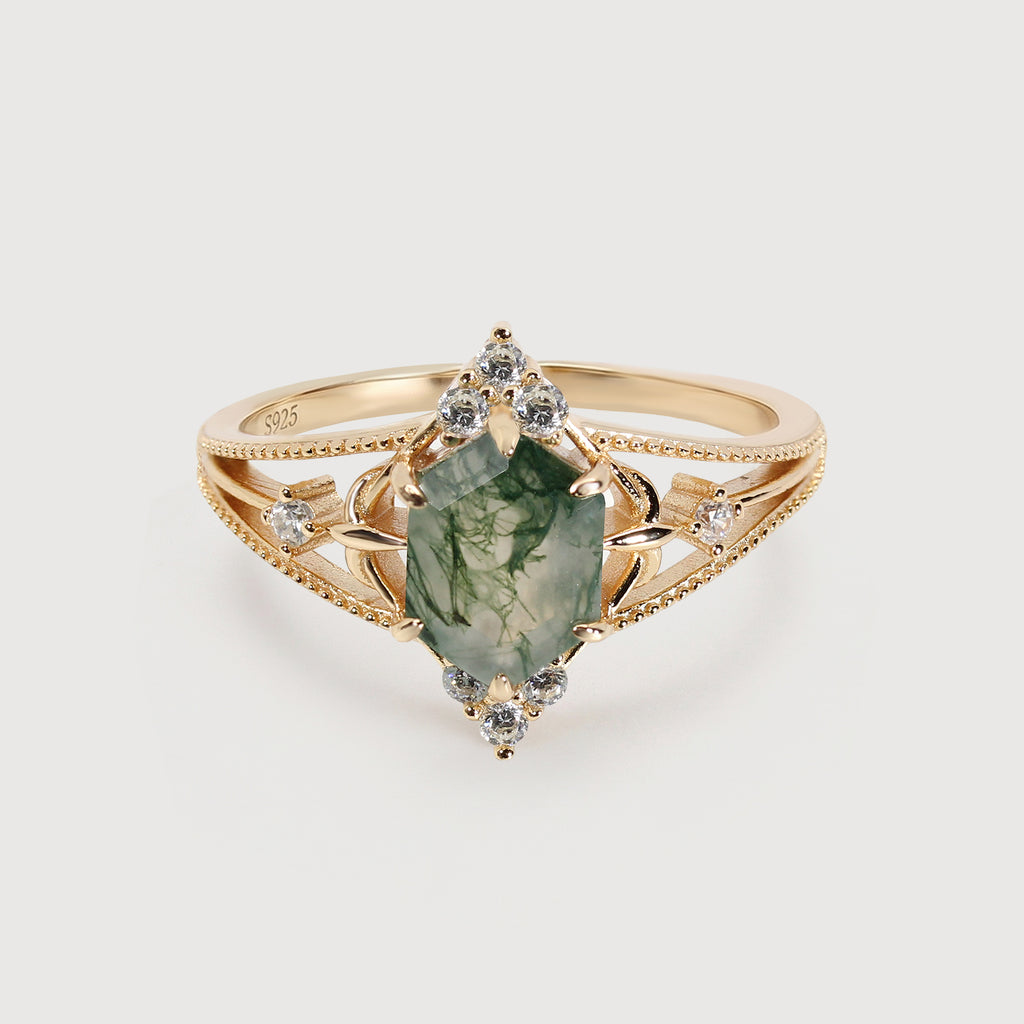 Anillo de ágata verdosa