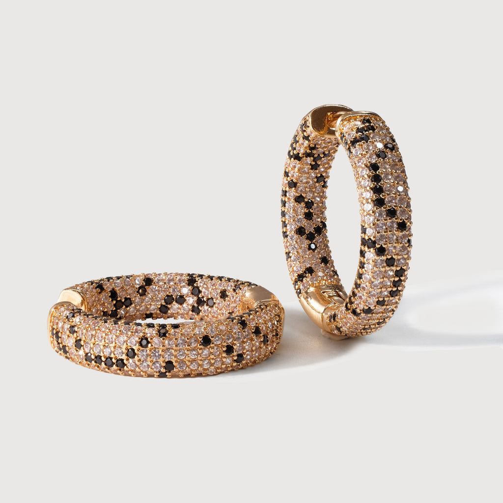 Pendientes de aro Leopard Pavé