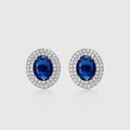 Pendientes de botón ovalados Halo azules