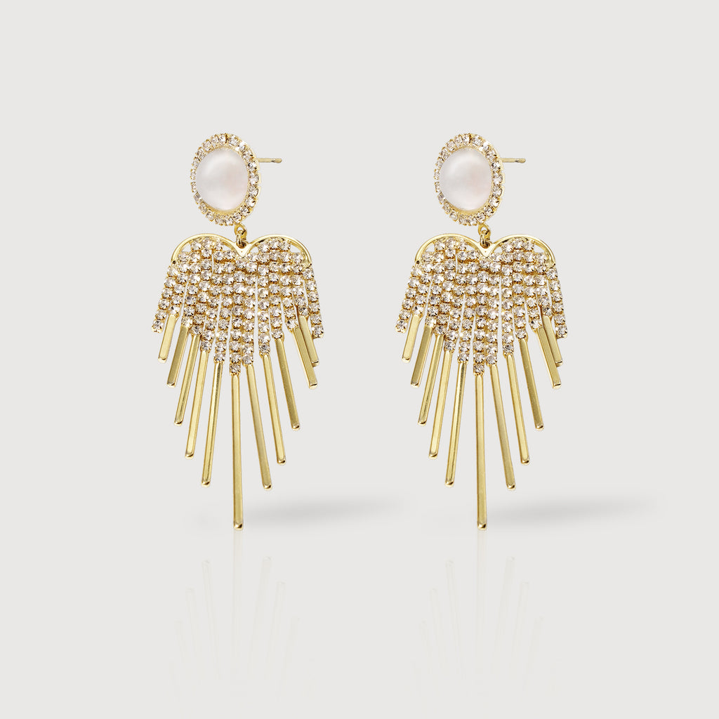 Pendientes de Borla con Corazón de Perla