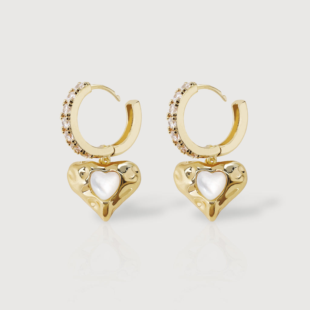 Zirconia Heart Drop Hoops