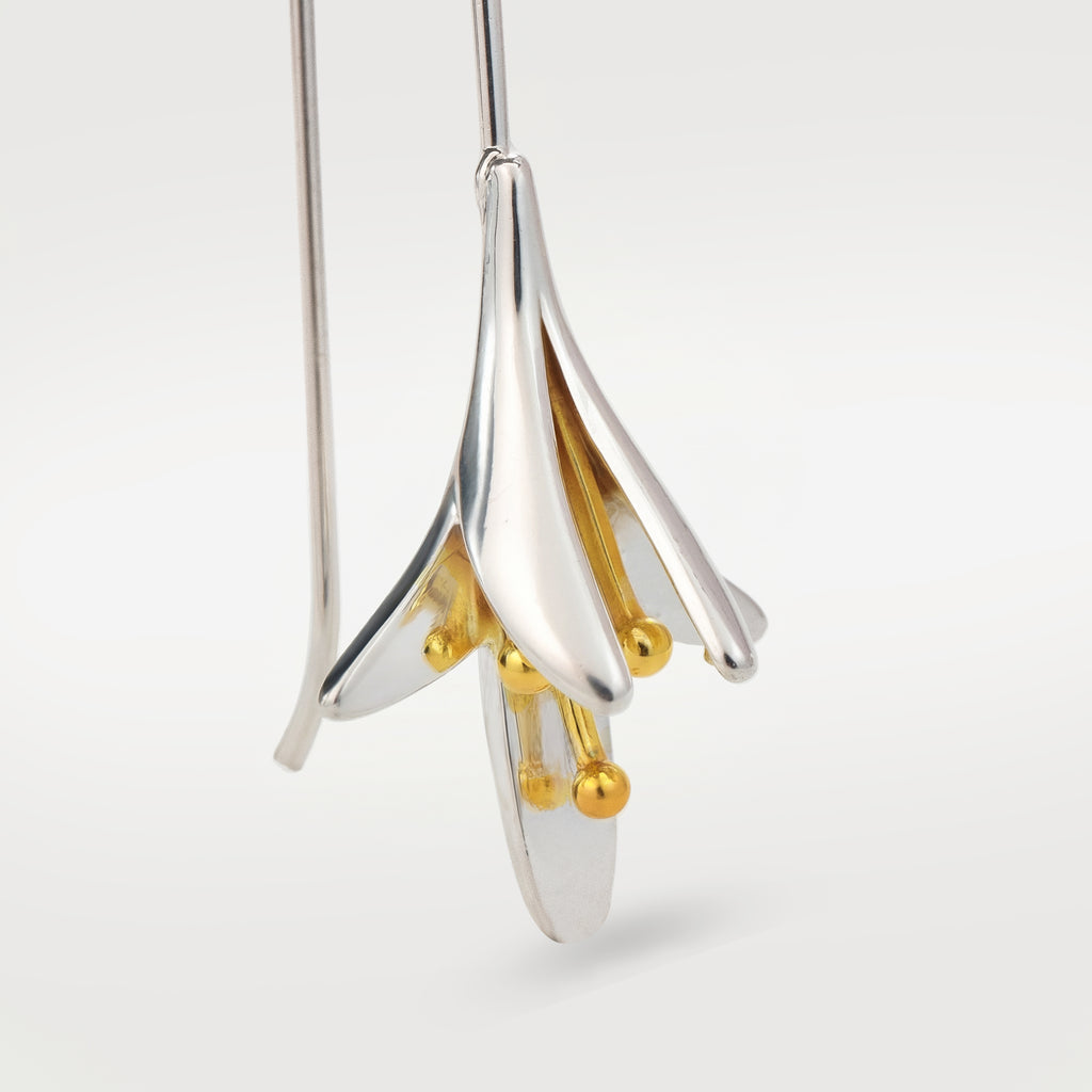 Silver Bloom Drop Earrings