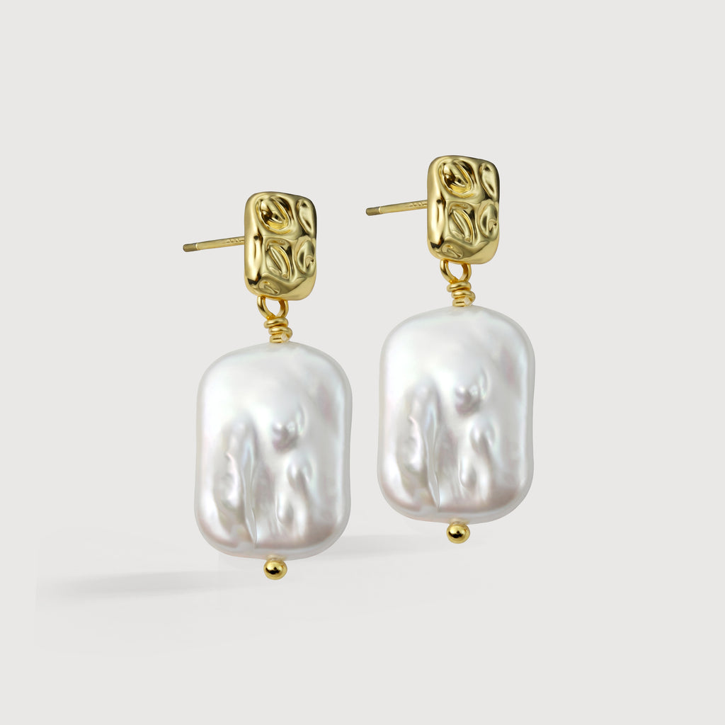 White Baroque Pearl Earrings