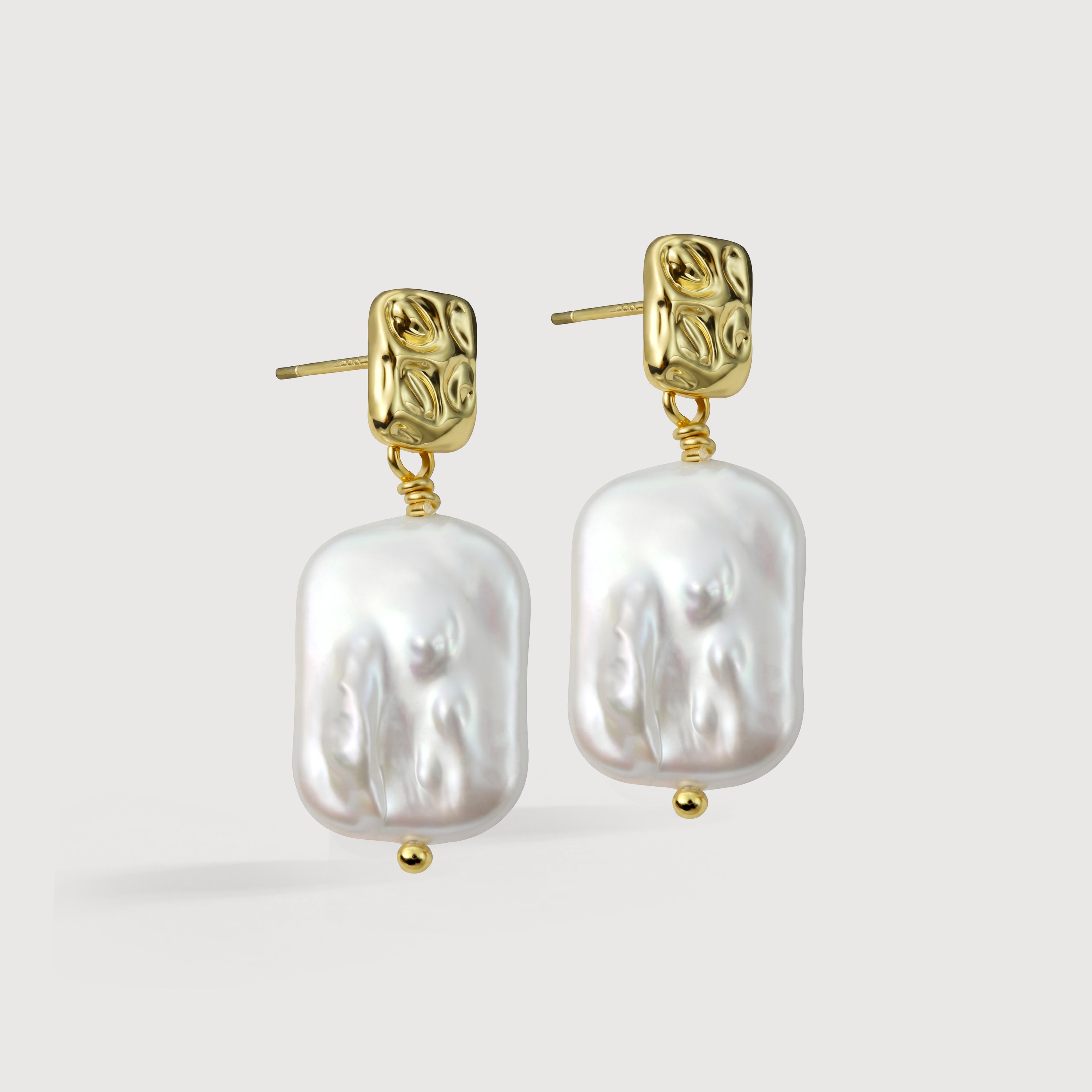 White Baroque Pearl Earrings