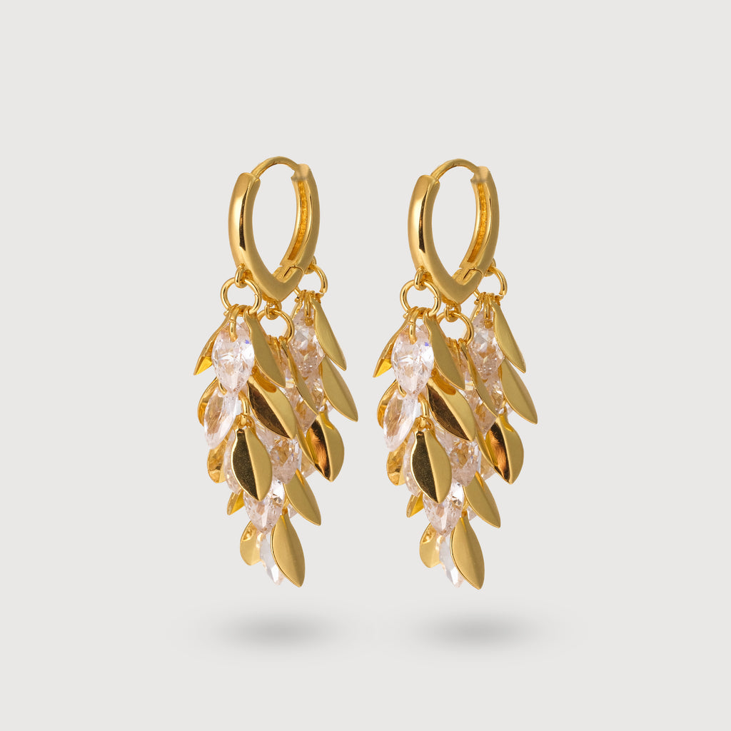 Pendientes de aro con flecos dorados