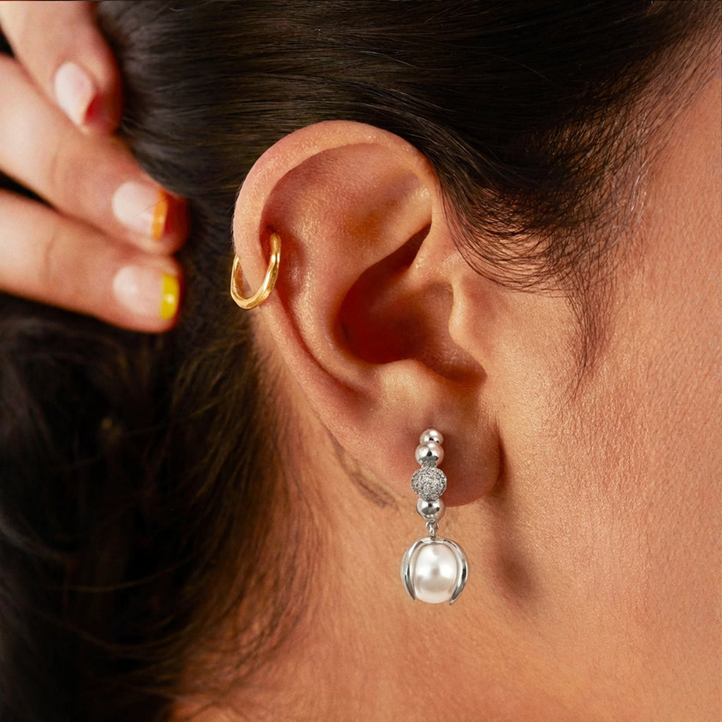 Pendientes de plata con perlas en forma de lágrima