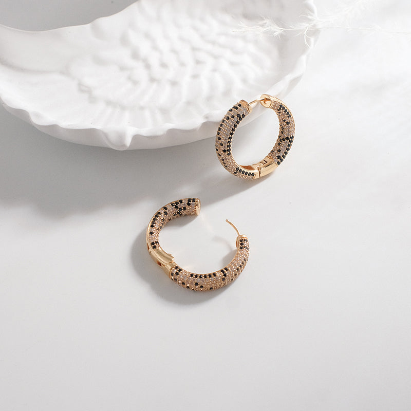 Geometric Pavé CZ Hoop Earrings