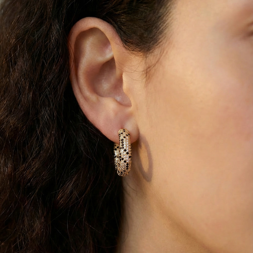 Pendientes de aro Leopard Pavé