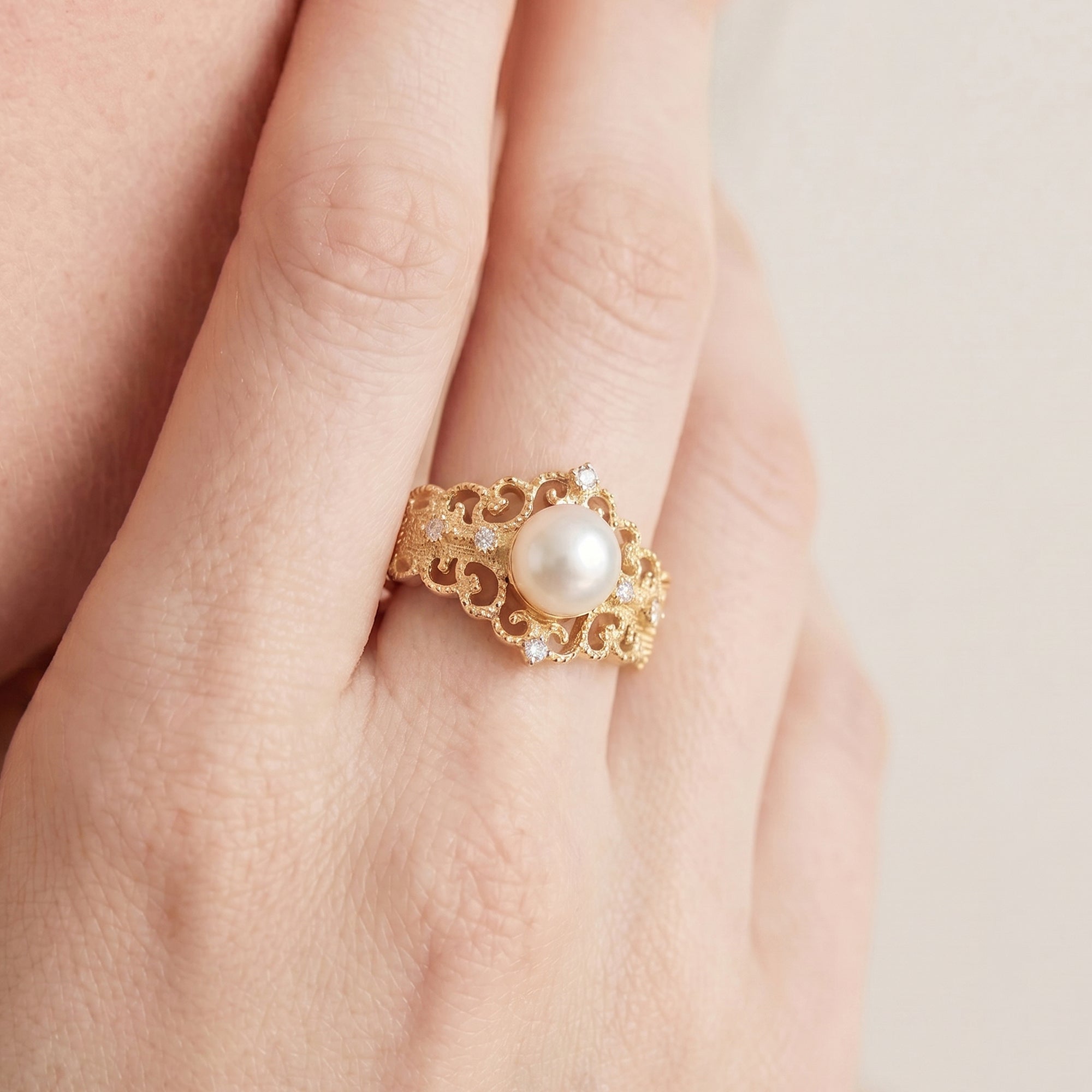 Aurelia Pearl Lace Ring