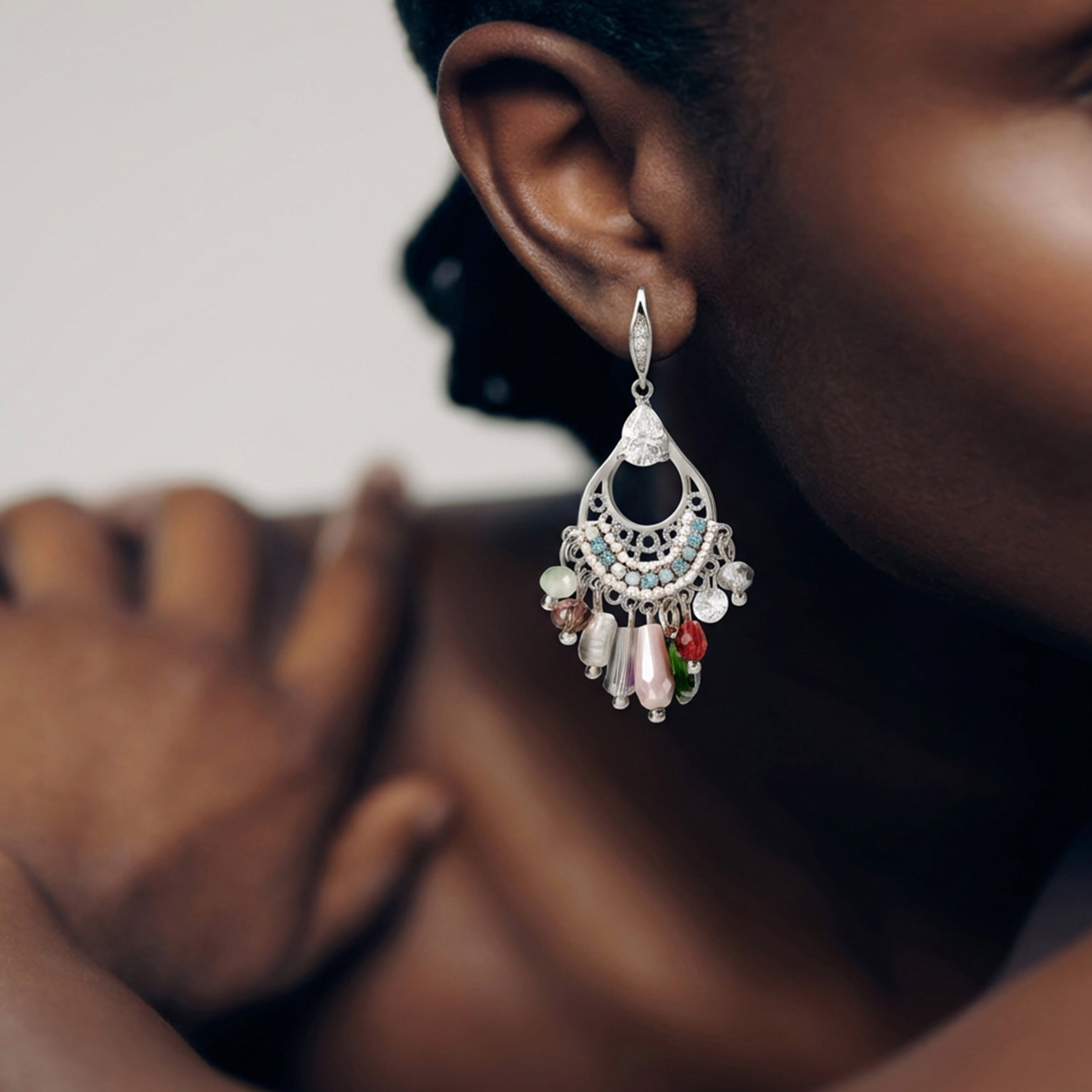 Pendientes colgantes de cristal con dije
