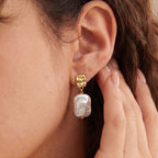 White Baroque Pearl Earrings