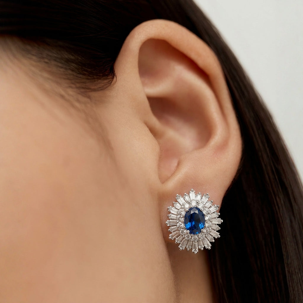 Pendientes de Botón Rayos de Sol Azules