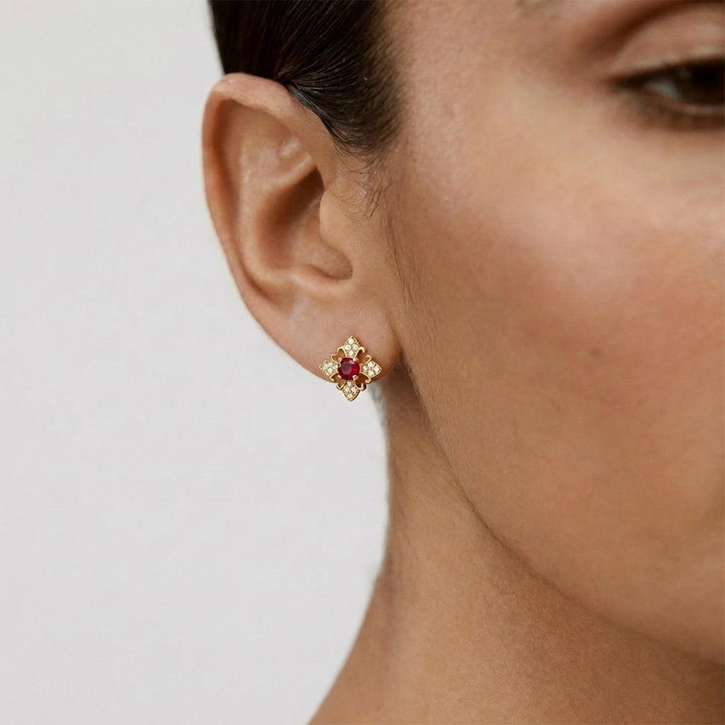 Crimson Fleur Studs