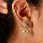 Pendientes colgantes de corazón dorado