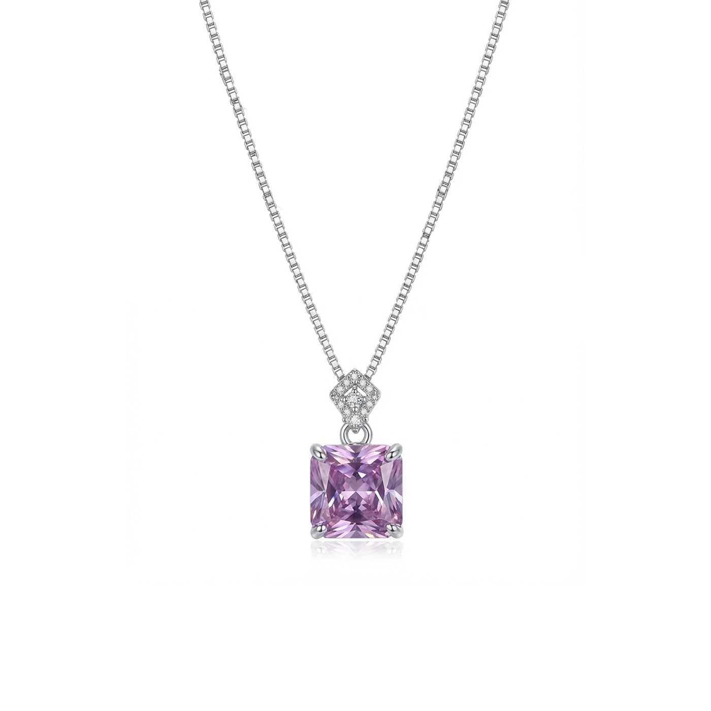 Pink Square Pendant Necklace