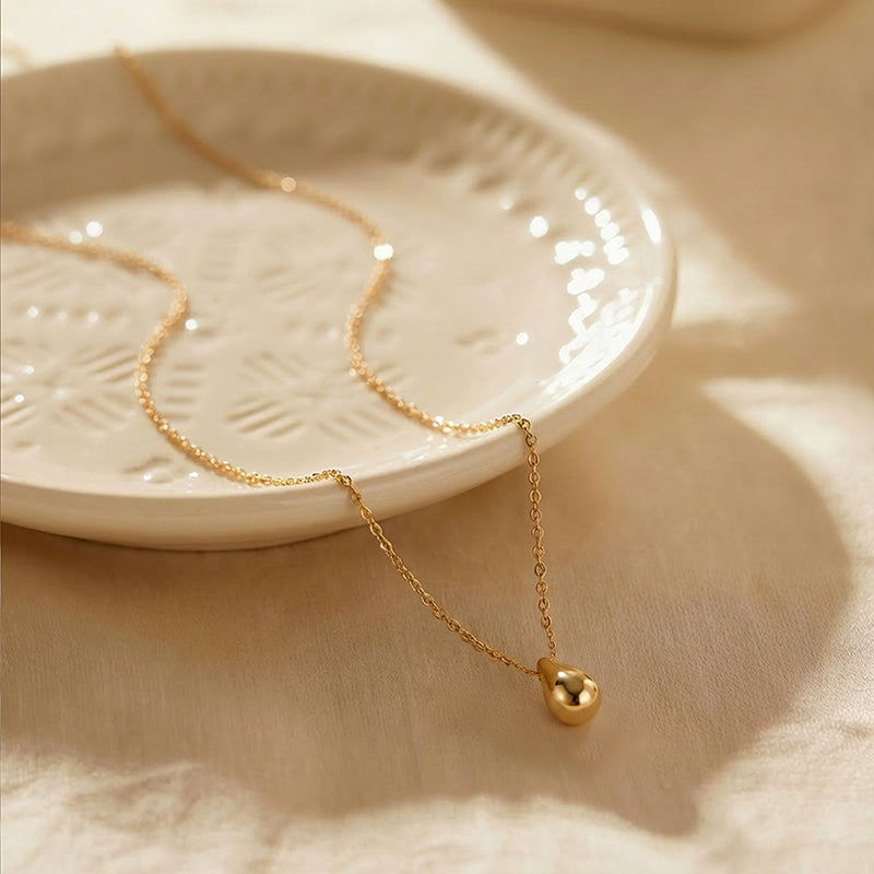 18K Gold Plated Delicate Teardrop Necklace - Minimalist Everyday Luxury