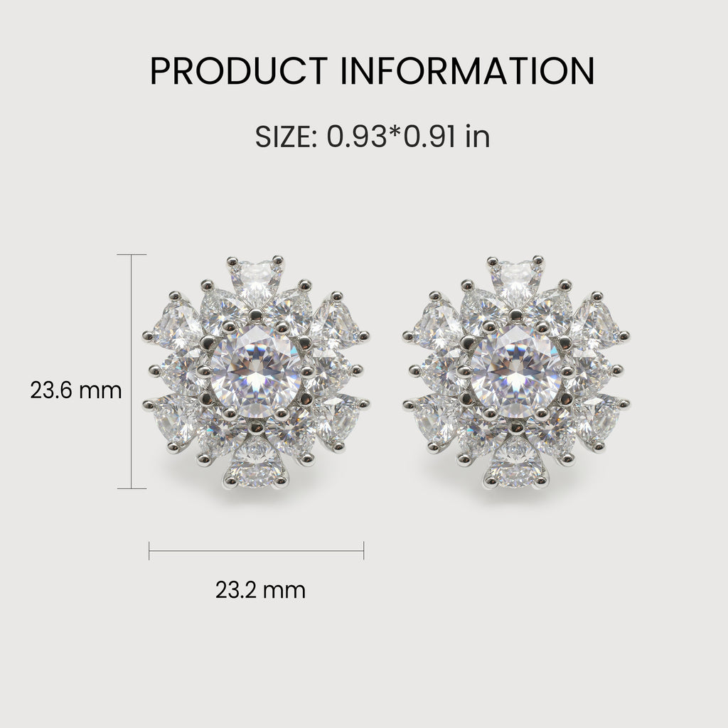 Pendientes de tuerca de plata con flor de circonita