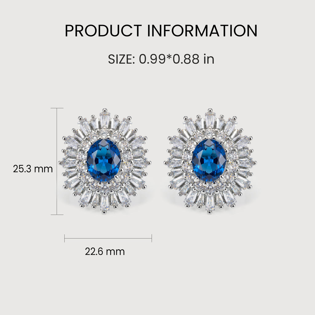 Pendientes de Botón Rayos de Sol Azules
