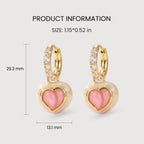Pendientes de dije de corazón rosa