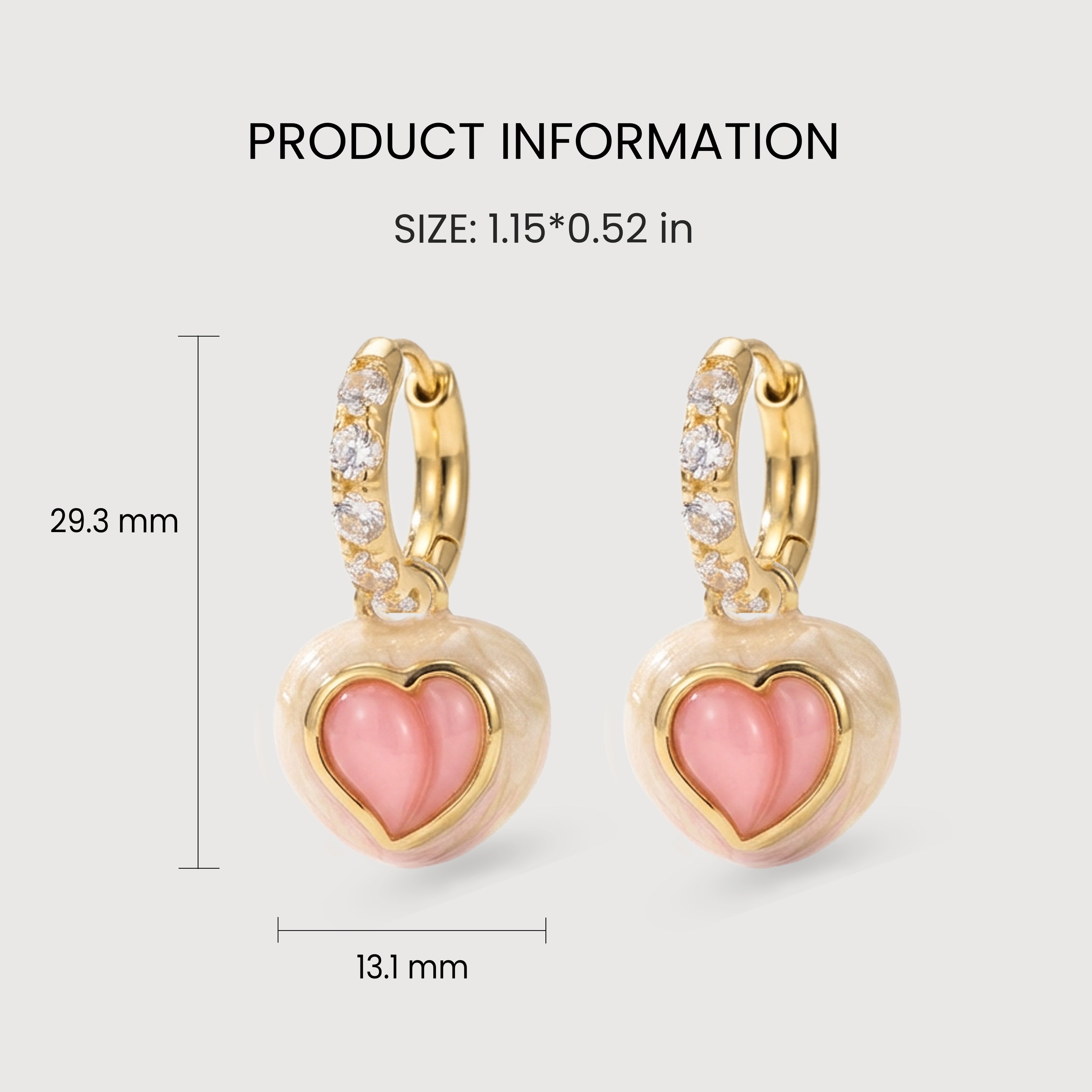 Pendientes de dije de corazón rosa