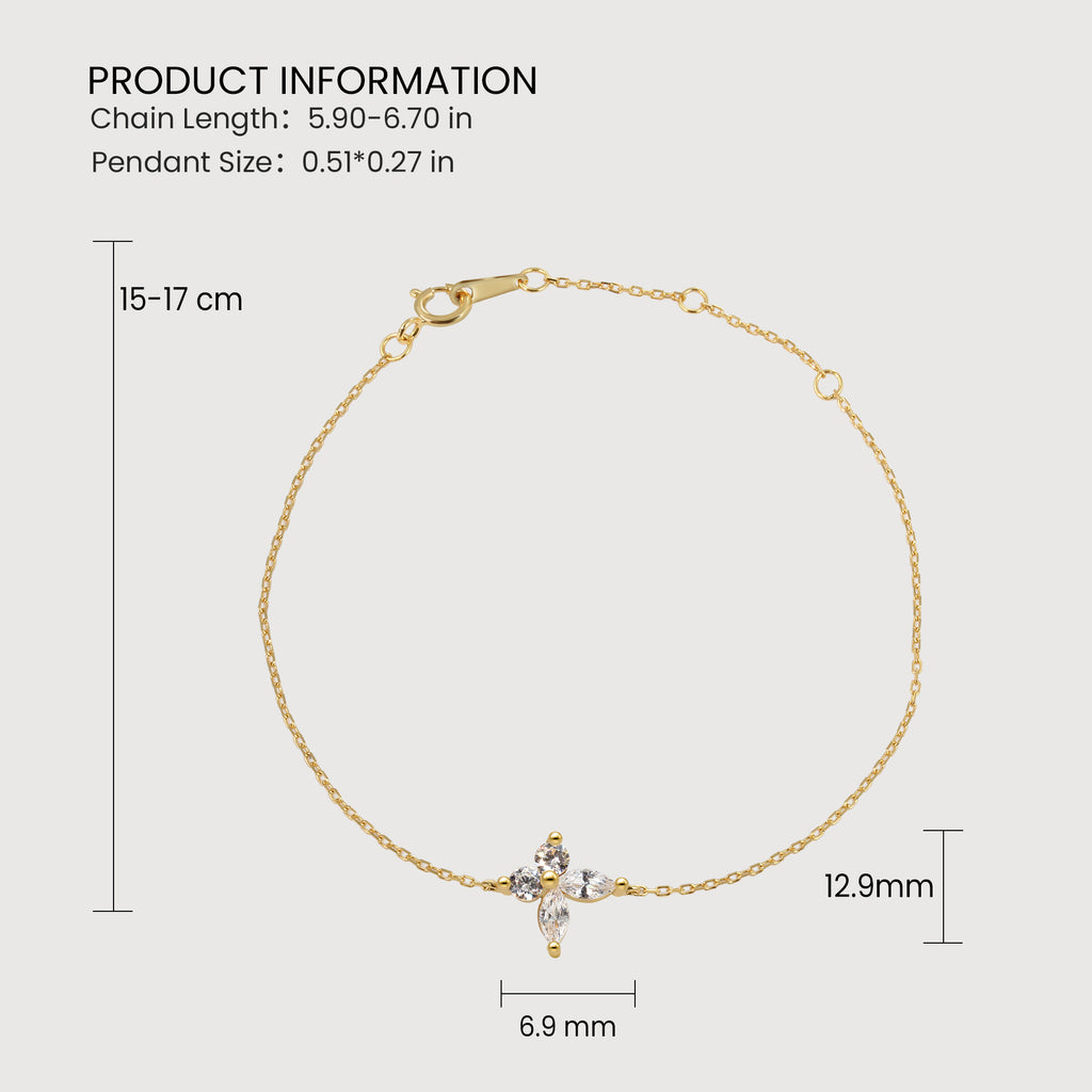 Pulsera de Zirconia de Cuatro Piedras Lujosa