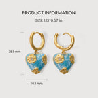 Pendientes de aro con corazón azul