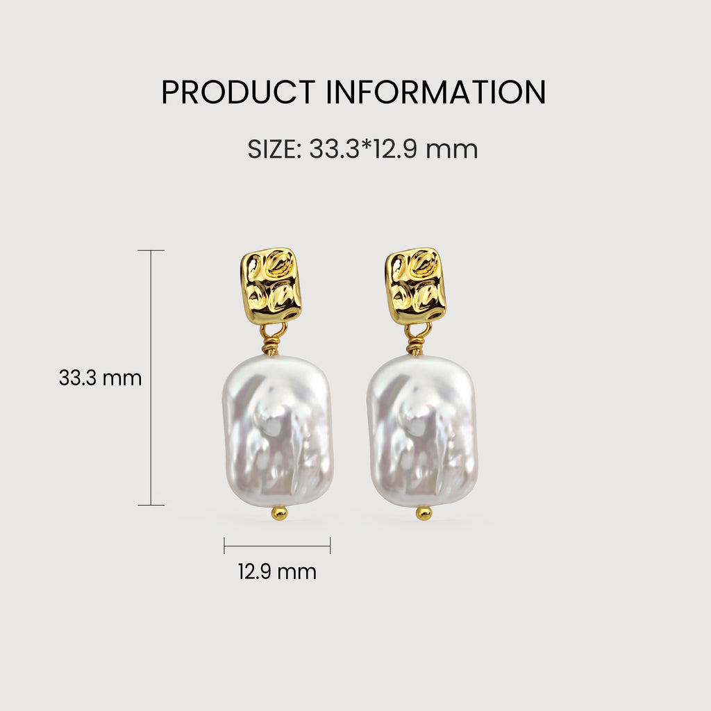 White Baroque Pearl Earrings